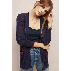 Anthropologie Valentine Heart Cardigan in Navy